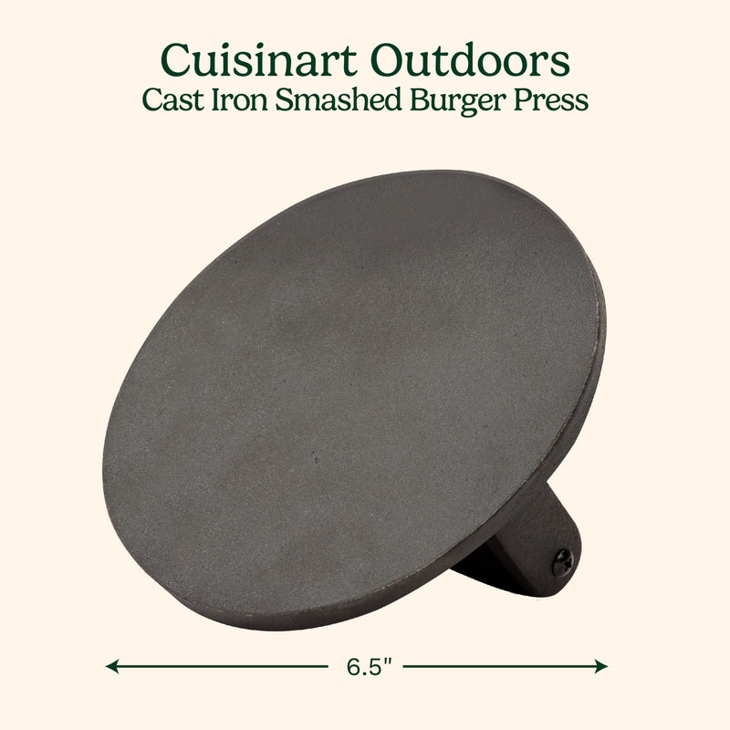 Cuisinart 6.5" Cast Iron Smashed Burger Press, Juicy & Crispy Burgers for BBQs, Cookouts - Grill Parts America