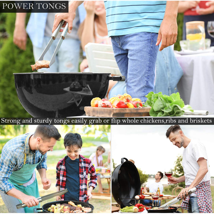 ROMANTICIST 30pcs Stainless Steel Grill Tool Set, Heavy Duty BBQ Grilling Accessories for Men Women, Non-Slip Grill Utensils Kit with Thermometer Mats in Aluminum Case for Outdoor, Camping Silver - Grill Parts America