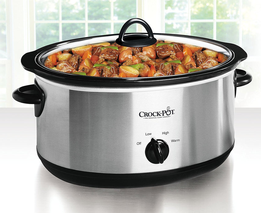 Crock-Pot 7 Quart Oval Manual Slow Cooker, Stainless Steel (SCV700-S-BR), Versatile Cookware for Large Families or Entertaining - Grill Parts America