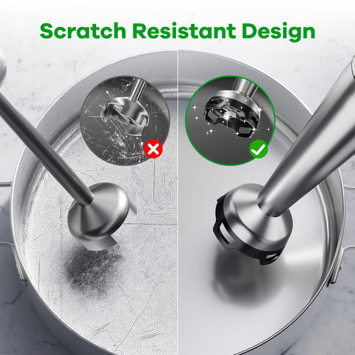 Immersion Blender Handheld Corded Hand Blender 1100W, Trigger Variable Speed 5 in 1 Stick Blender, Emulsion Blender with Chopper, Whisk and Frother for Soup, Baby Food and Smoothies - Grill Parts America