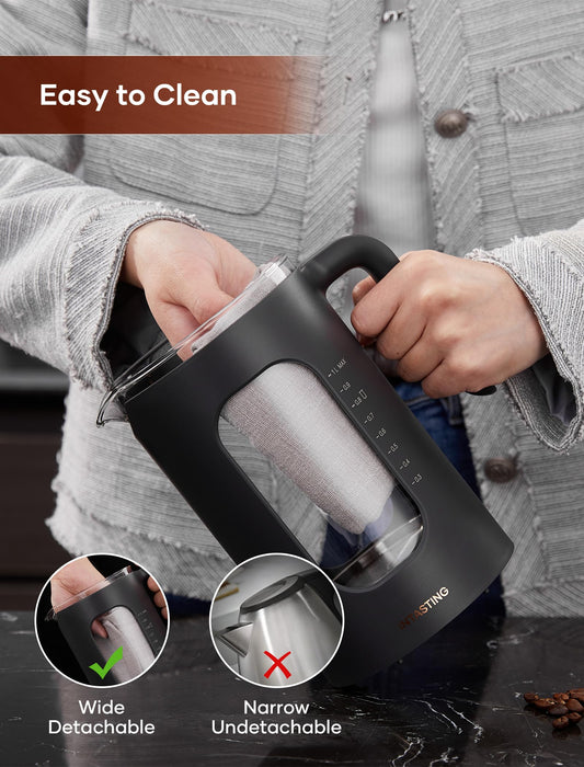 Electric Tea Kettle, INTASTING Glass Electric Kettle with tea Infuser and Precise knob temperature control, 1200W Fast Heating, BPA-Free, Easy to Clean, for Tea and coffee, Dark Grey - Grill Parts America