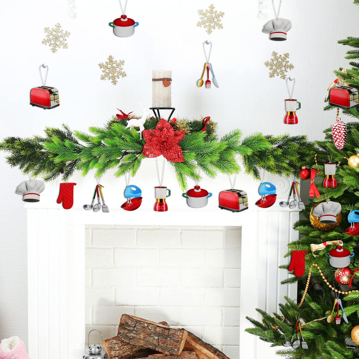 27 Pieces Chef Christmas Ornament Baking Ornaments Cooking Chef Ornament Christmas Tree Ornament Topper Decoration Xmas Decor Sets Baking Christmas Hanging Ornaments with Rope for Tree Baker Gift - Grill Parts America