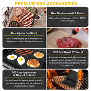 34Pcs BBQ Grill Accessories Tools Set, 16 Inches Stainless Steel Grilling Tools with Carry Bag, Thermometer, Grill Mats for Camping/Backyard Barbecue, Grill Tools Set for Men Women - Grill Parts America