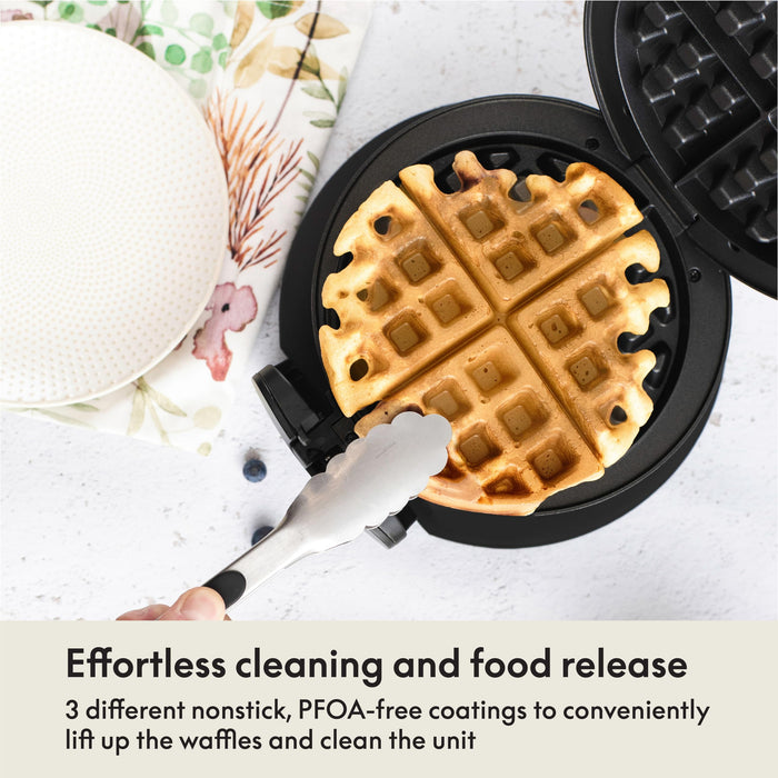 BELLA Classic Rotating Belgian Waffle Maker with Nonstick Plates, Removable Drip Tray, Adjustable Browning Control and Cool Touch Handles, Black - Grill Parts America