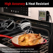ThermoPro TP16 Large LCD Digital Cooking Food Meat Thermometer for Smoker Oven Kitchen BBQ Grill Thermometer Clock Timer with Stainless Steel Temperature Probe - Grill Parts America