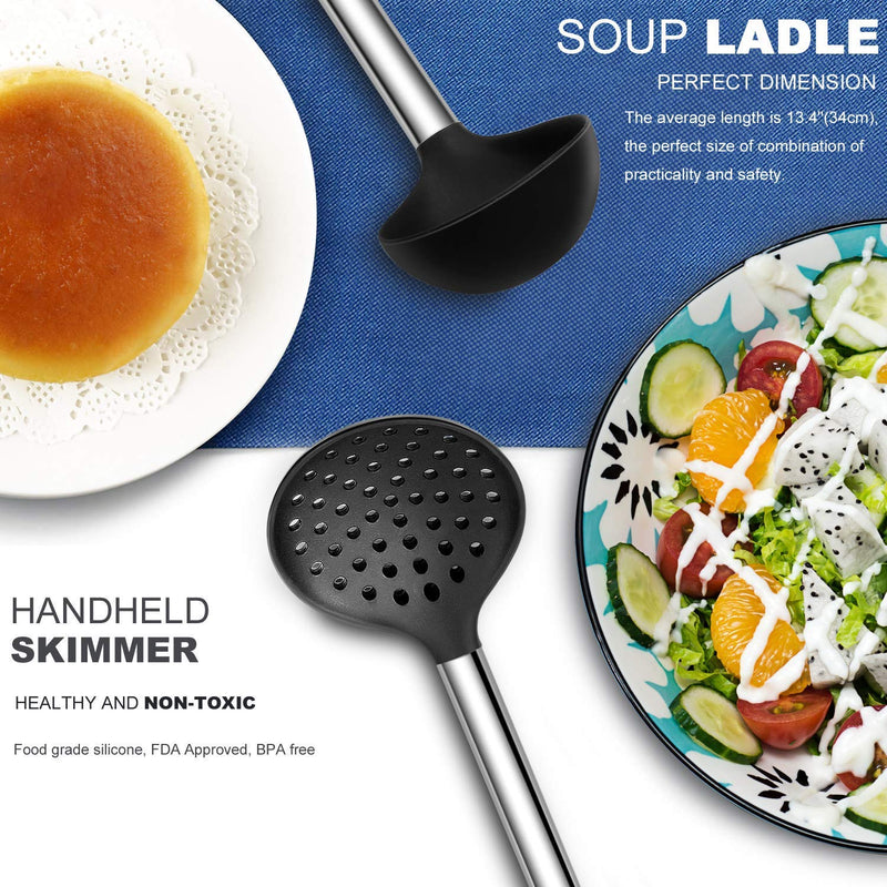 Kitchen Utensil Set-Silicone Cooking Utensils-33 Kitchen Gadgets & Spoons for Nonstick Cookware-Silicone and Stainless Steel Spatula Set-Best Kitchen Tools, Useful Pots and Pans Accessories - Grill Parts America