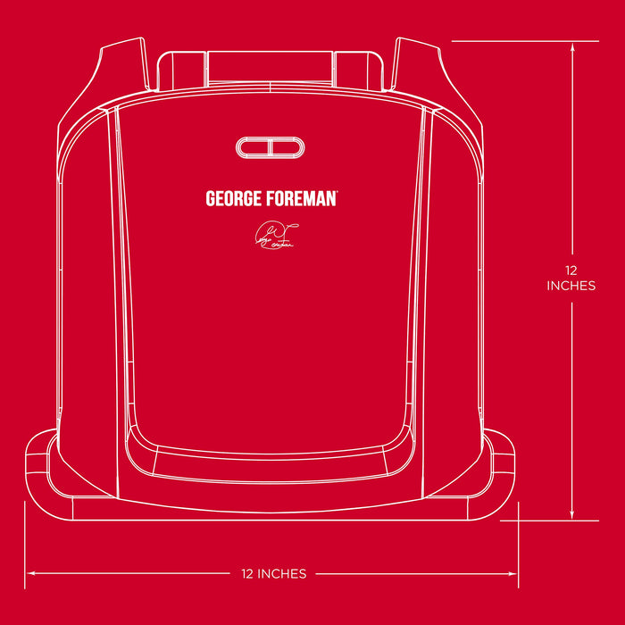 George Foreman 4-Serving Removable Plate Electric Grill and Panini Press, George Tough Non-Stick Coating, Drip Tray Catches Grease, Black - Grill Parts America