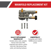Simpson Cleaning 7108366 Manifold Replacement Kit for OEM Technologies 510020 and 520006 Axial Cam Pressure Washer Pump, Multi - Grill Parts America