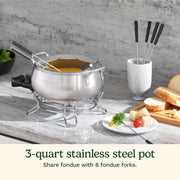 Cuisinart Fondue Pot, 3 Quart, For Chocolate, Cheese, Broth, Oil, Stainless Steel, CFO-3SSP1 - Grill Parts America
