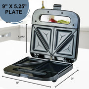 OVENTE Electric Sandwich Maker with Non-Stick Plates, Indicator Lights, Cool Touch Handle, Easy to Clean and Store, Perfect for Cooking Breakfast, Grilled Cheese, Tuna Melts and Snacks, Black GPS401B - Grill Parts America
