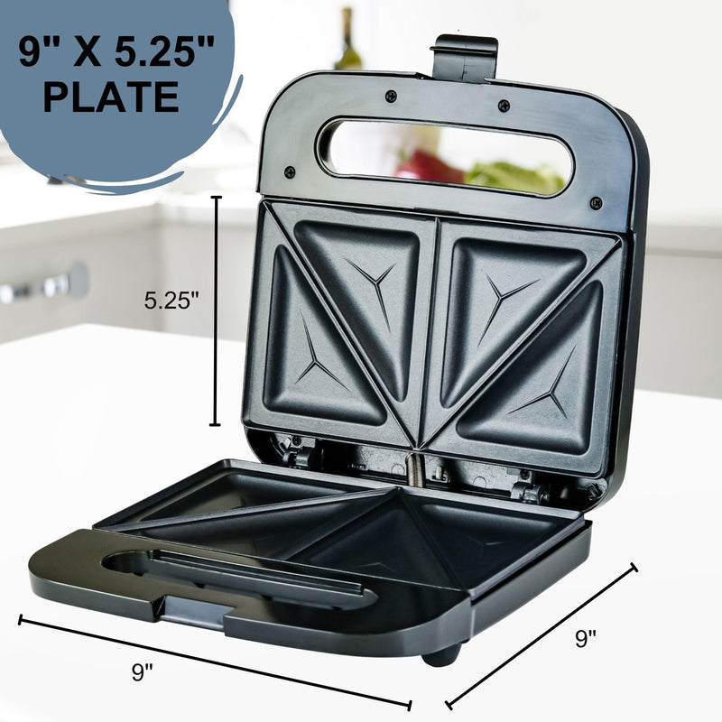 OVENTE Electric Sandwich Maker with Non-Stick Plates, Indicator Lights, Cool Touch Handle, Easy to Clean and Store, Perfect for Cooking Breakfast, Grilled Cheese, Tuna Melts and Snacks, Black GPS401B - Grill Parts America