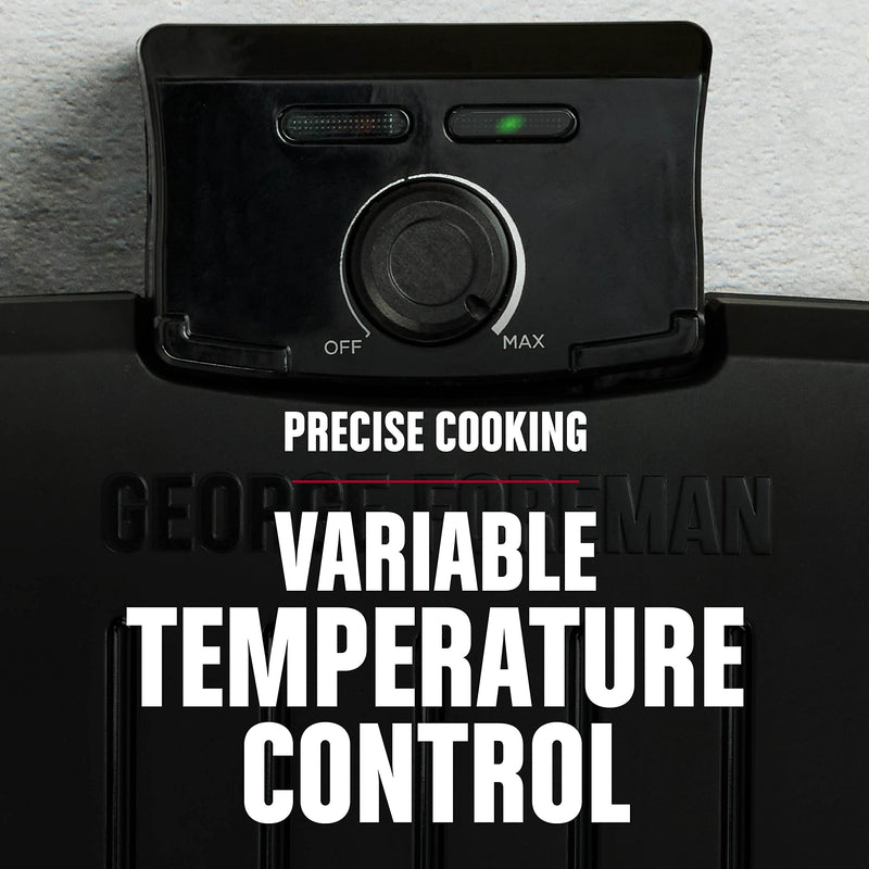 GEORGE FOREMAN® Contact Submersible™ Grill, 5-Serving Grill - Adjustable Temperature Control, Black Plates, Wash the entire grill - Grill Parts America