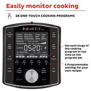 Instant Pot Pro 10-in-1 Pressure Cooker, Slow Cooker, Rice/Grain Cooker, Steamer, Sauté, Sous Vide, Yogurt Maker, Sterilizer, and Warmer, Includes App With Over 800 Recipes, Black, 6 Quart - Grill Parts America