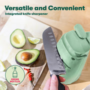 BELLA Electric Can Opener and Knife Sharpener, Multifunctional Jar and Bottle Opener with Removable Cutting Lever and Cord Storage, Stainless Steel Blade, Sage - Grill Parts America