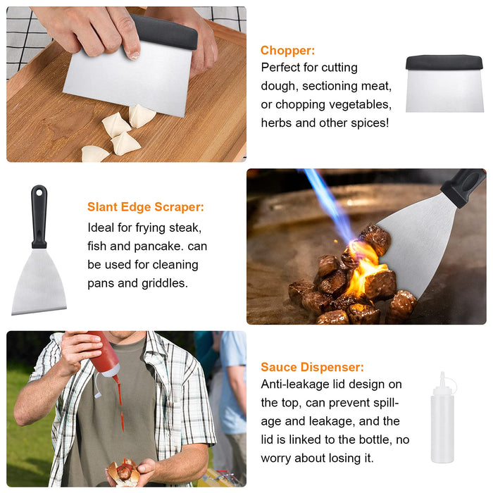 Blackstone Griddle Accessories Kit,16pcs Flat Top Grill Accessories Set for Blackstone and Camp Chef with Spatula,Scraper,Griddle Cleaning Kit &Carry Bag,Great for Outdoor BBQ & Teppanyaki and Camping - Grill Parts America