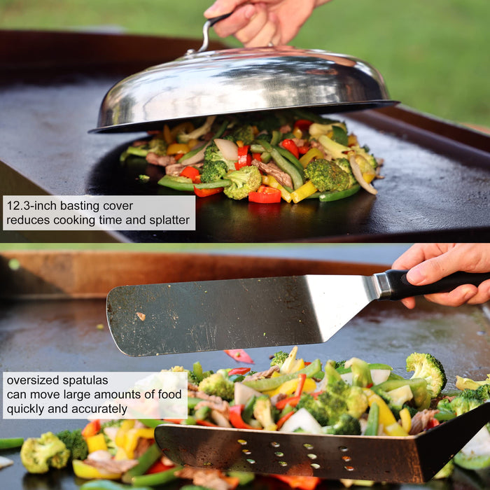 DY DECENT FAMILY Griddle Accessories Kit, 40pc Commercial Grade Flat Top Grill Accessories for Blackstone, Griddle Accessories Set with Melting Dome, Spatula, Scraper, Burger Press, Cleaning Kit - Grill Parts America