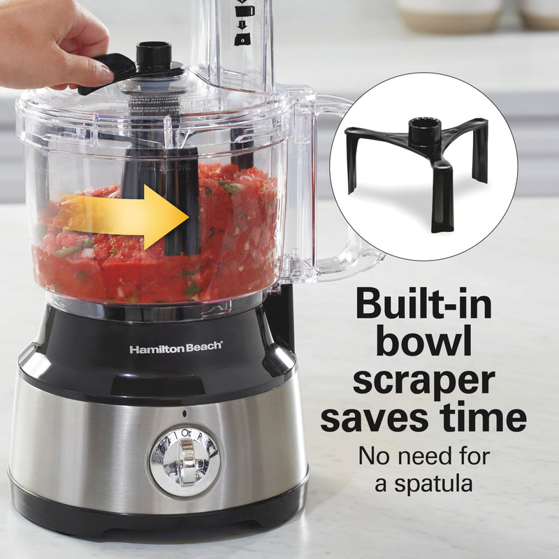Hamilton Beach Food Processor & Vegetable Chopper for Slicing, Shredding, Mincing, and Puree, 10 Cups + Easy Clean Bowl Scraper, Black and Stainless Steel (70730) - Grill Parts America