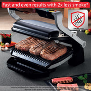 T-fal OptiGrill Stainless Steel Electric Grill Indoor 4 Servings 6 Automatic Cooking Modes, Intelligent grilling rare to well-done, Nonstick Removable Plates, Dishwasher Safe, Panini Press, Silver - Grill Parts America