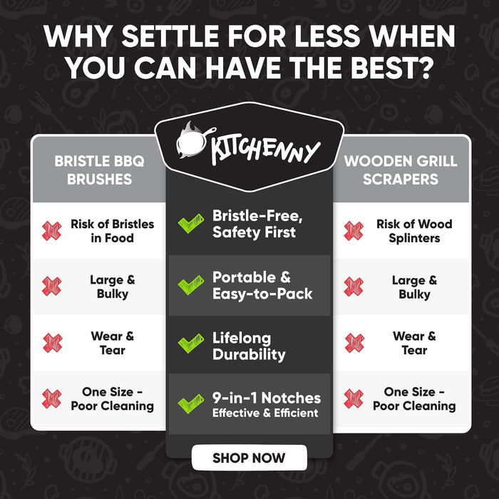 Stocking Stuffers for Adults - BBQ Grill Accessories, Bristle-Free Camping Accessories, Perfect BBQ Gifts for Men Who Like Grilling, Grill Scraper for Outdoor Grill, Dads Who Have Everything - Grill Parts America