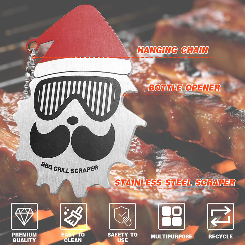 Santa Claus BBQ Grill Scraper, Stocking Stuffers for Men,Grill Cleaning Tool,Safe Bristle Free Grill Fits Almost Any Grill, Grill Accessories, Ideal Gifts for Christmas, for Men - Grill Parts America