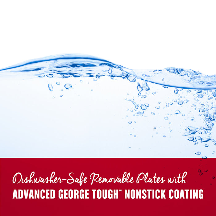 George Foreman 4-Serving Removable Plate Electric Grill and Panini Press, George Tough Non-Stick Coating, Drip Tray Catches Grease, Black - Grill Parts America