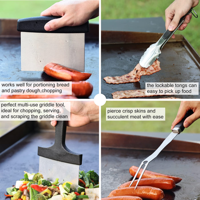 DY DECENT FAMILY Griddle Accessories Kit, 40pc Commercial Grade Flat Top Grill Accessories for Blackstone, Griddle Accessories Set with Melting Dome, Spatula, Scraper, Burger Press, Cleaning Kit - Grill Parts America