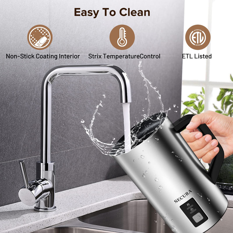 Secura Milk Frother, Electric Milk Steamer Stainless Steel, 8.4oz/250ml Automatic Hot and Cold Foam Maker and Milk Warmer for Latte, Cappuccinos, Macchiato, 120V - Grill Parts America