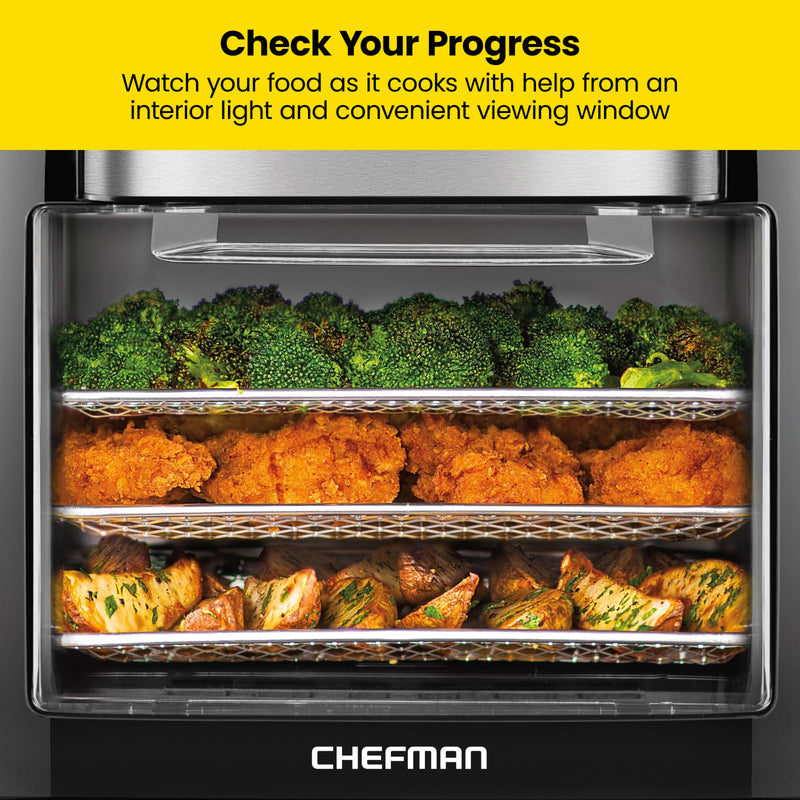 CHEFMAN Multifunctional Digital Air Fryer+ Rotisserie, Dehydrator, Convection Oven, 17 Touch Screen Presets Fry, Roast, Dehydrate, Bake, XL 10L Family Size, Auto Shutoff, Large Easy-View Window, Black - Grill Parts America