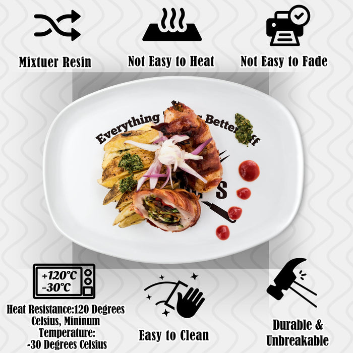 R HORSE Father Grill Platter Gift Grandpa BBQ Serving Tray Plate White Oval Serving Dishes Grandpa Men Father Day Birthday Christmas New Year Gift for Salad Dessert Appetizers Outdoor Indoor Cooking - Grill Parts America