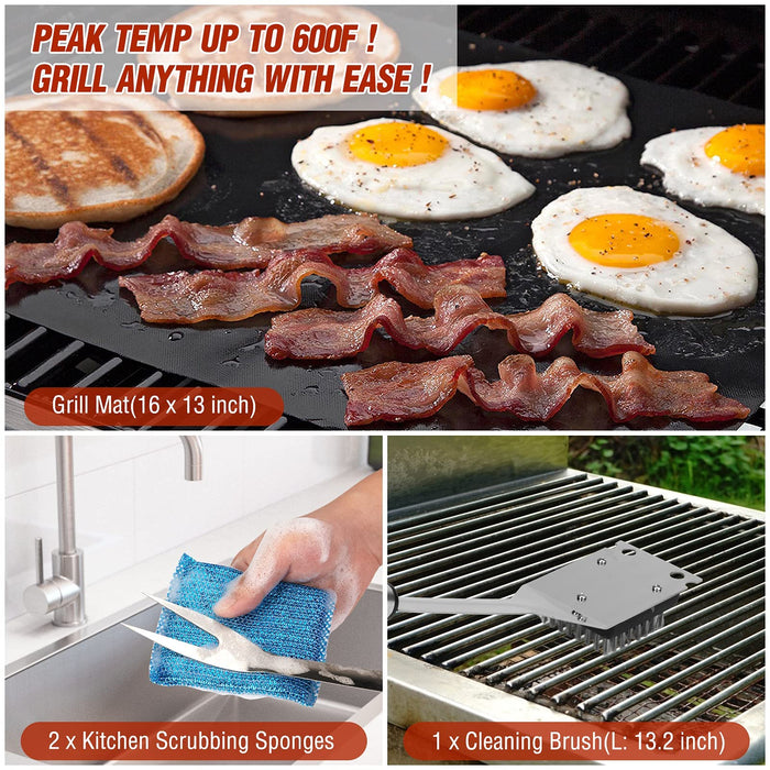 Grill Tools, BBQ Accessories, Grill Accessories, Grill Set for Outdoor Grill, Grill Utensils Stainless Steel Grilling Tools Grill Kit, 122PCS Grilling Gifts for Men Women Christmas - Grill Parts America