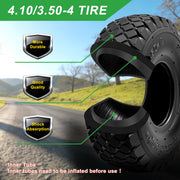 LTNICER 4.10/3.50-4 tire and inner tube 2-pack with bent valve stem for lawn mower replacement