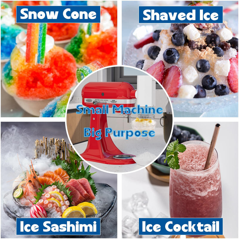Shaved Ice Attachment for KitchenAid Stand Mixer, Snow Cone Maker for KitchenAid with 8 Ice Molds, Stainless Steel Blade Ice Shaver Attachment for Kitchen Aid Mixer - Grill Parts America