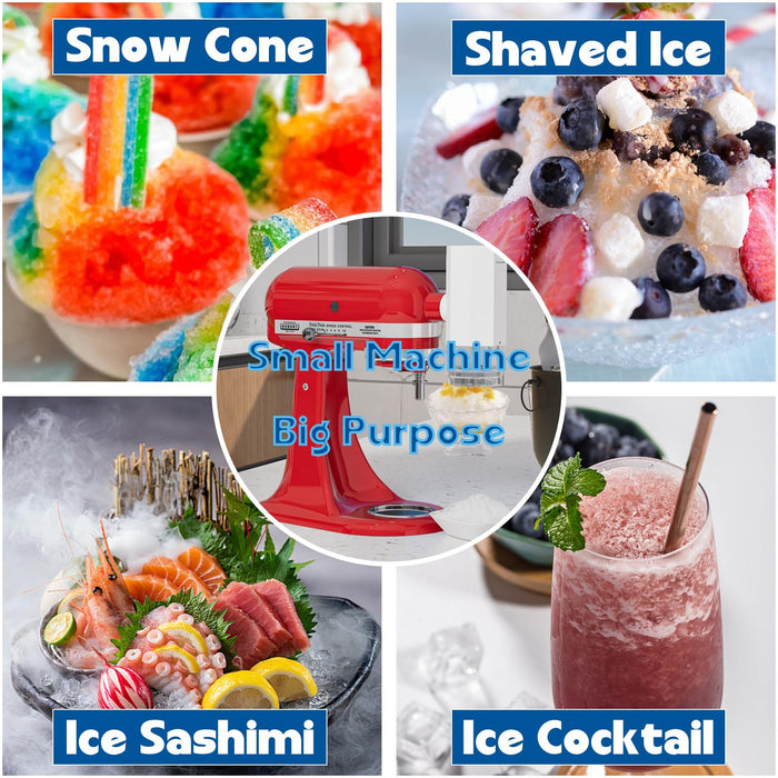 Shaved Ice Attachment for KitchenAid Stand Mixer, Snow Cone Maker for KitchenAid with 8 Ice Molds, Stainless Steel Blade Ice Shaver Attachment for Kitchen Aid Mixer - Grill Parts America