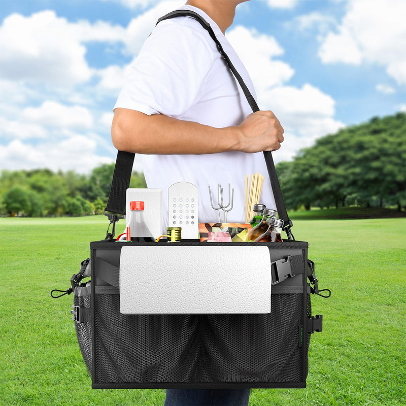 FANGSUN Grill Caddy, BBQ Caddy with Paper Towel Holder, Picnic Griddle Caddy for Outdoor Camping, Barbecue Accessories Storage Organizer for Utensil Grilling Tool, Must Have for Camper Tailgating Rv - Grill Parts America