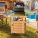 YITAHOME Outdoor Grill Cart with Stainless Steel Top, Solid Wood Movable Bar Cart with Drawer and Storage Cabinet, Outdoor Kitchen Prep Table for Garden, Lawn, Patio, Backyard, Natural - Grill Parts America