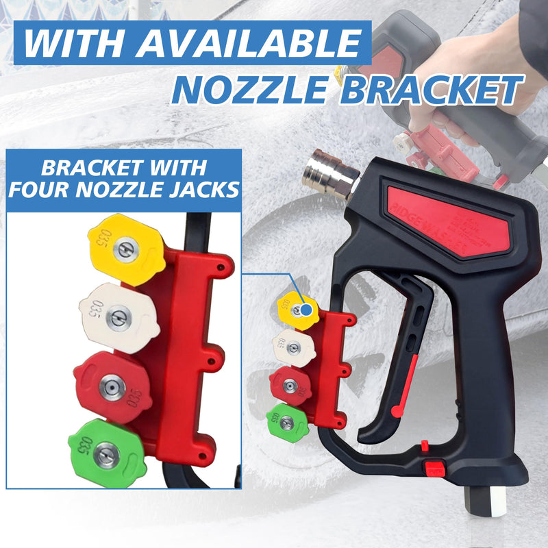 RIDGE WASHER Pressure Washer Gun 5000 PSI with Nozzle Bracket, 12 GPM, Power Washer Trigger Gun with 1/4" Quick Connector, 360° Swivel 3/8'' NPT Thread, M22-14mm and M22-15mm Fitting - Grill Parts America