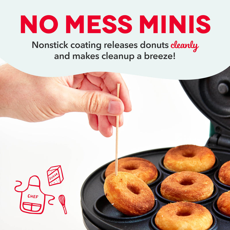 DASH Mini Donut Maker Machine for Kid-Friendly Breakfast, Snacks, Desserts & More with Non-stick Surface, Makes 7 Doughnuts - Aqua - Grill Parts America