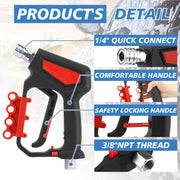 RIDGE WASHER Pressure Washer Gun 5000 PSI with Nozzle Bracket, 12 GPM, Power Washer Trigger Gun with 1/4" Quick Connector, 360° Swivel 3/8'' NPT Thread, M22-14mm and M22-15mm Fitting - Grill Parts America