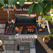 Pet Baby 2PCS Silicone Griddle Tools Mat, Large Spatula Mat with Drip Pad Griddle Silicone Mat Side Shelf Mat for Grill BBQ Griddle Accessories(Black15.35"*10.63") - Grill Parts America