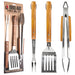 BBQ-AID 3 Piece Grill Set BBQ Accessories - Kitchen Tongs, Metal Spatula & Fork Utensils - Heavy Duty Stainless Steel Barbecue Grill Utensils for Outdoor Grill with Solid Sturdy Wood Handles - Grill Parts America