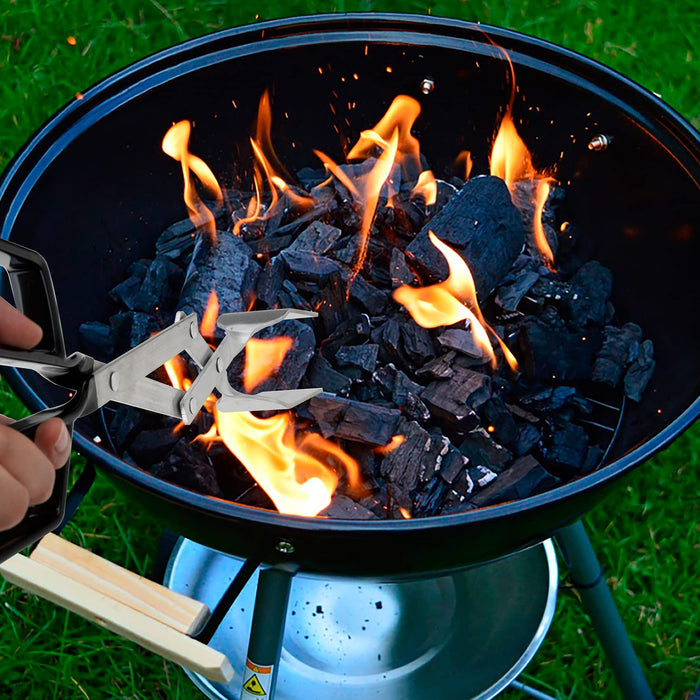 only fire BBQ Grilling Tong - Extra Long Scissor Tongs with PVC Handle for Outdoor Grill & Kitchen,Great Cooking Accessories for Charcoal, Gas Grills & Smoker,18 Inch, Aluminum - Grill Parts America