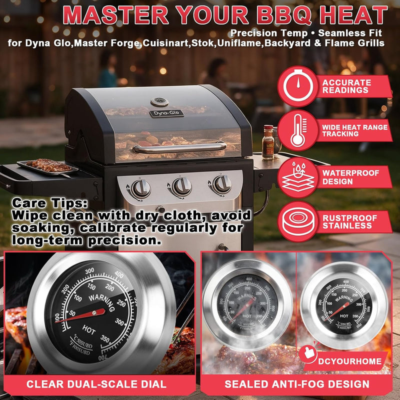3" Temp Gauge for Dyna Glo,Master Forge,Cuisinart,Stok,Uniflame,Backyard