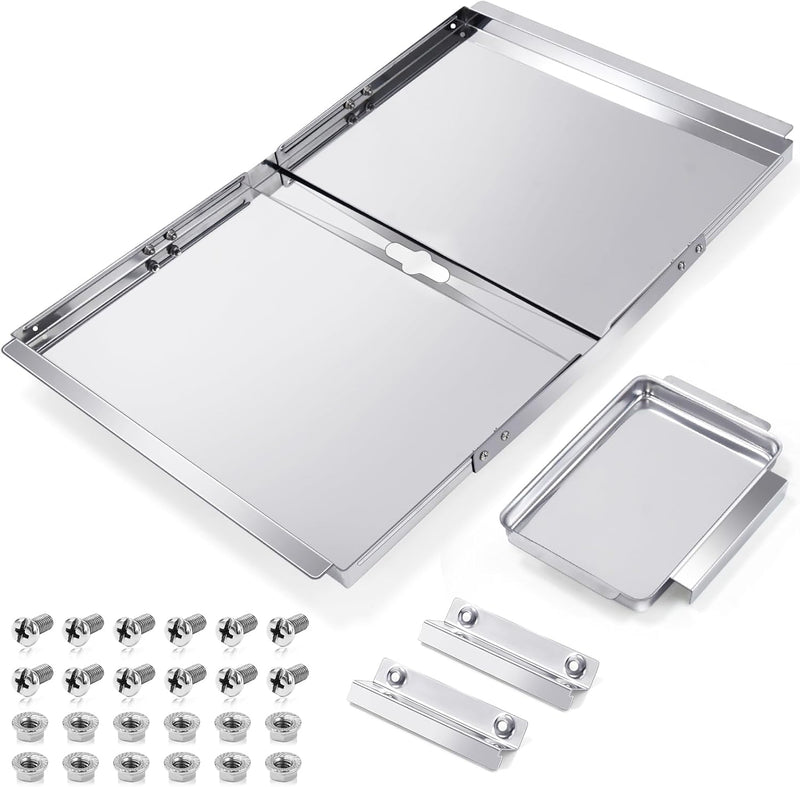 Grease Tray with Catch Pan for Dyna Glo, Nexgrill, Backyard Grill, Kenmore, BHG, Grillmaster, Expert, Bbq-Pro 4/5 Burner Grill Replacement Parts, Adjustable 24''-30'' Gas Grill Drip Pan.