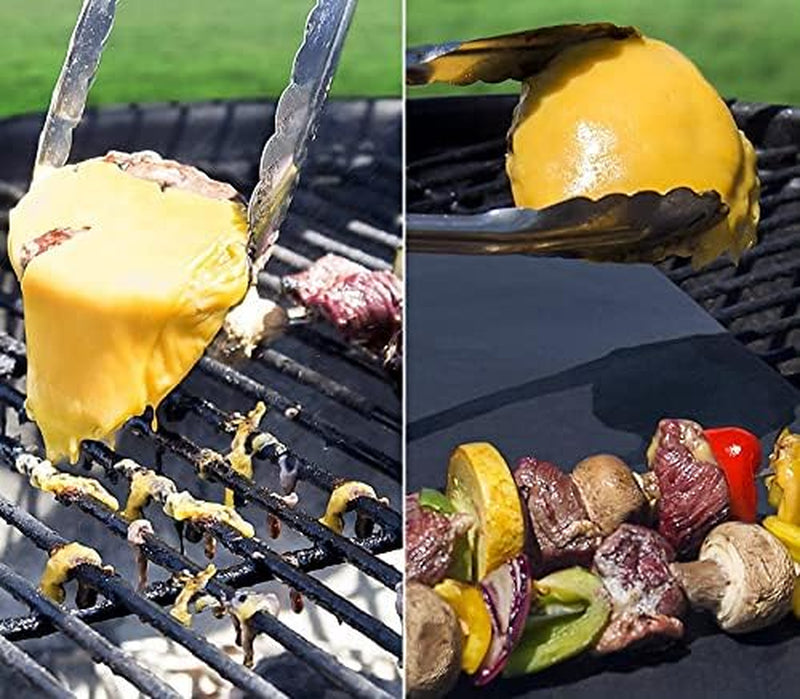 100% Non-Stick BBQ Grill Mat, 5 Pieces, Temperature Resistant -100F to +500F, Reusable and Dishwasher Safe