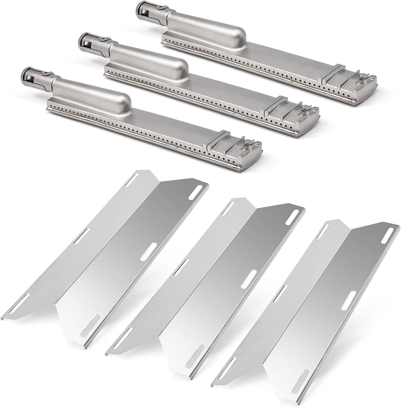 Grill Parts for Jenn-Air 720-0061-LP 720-0099-NG 720-0100-NG 720-0171, 3 Pack Heat Plates and 304 Stainless Steel Grill Burners for Jennair Jenn Air 720-0061 Gas Grill Models