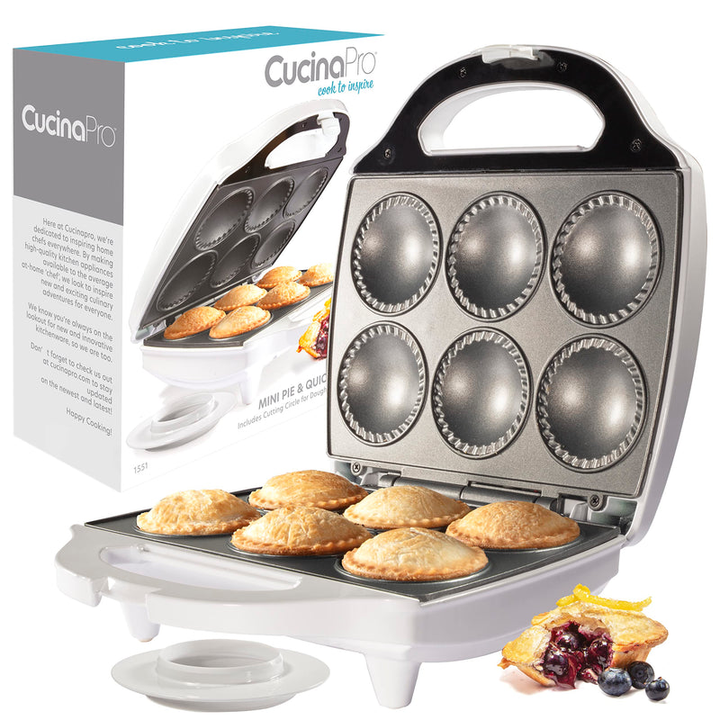 Mini Pie & Quiche Maker- Nonstick Baker Cooks 6 Small Quiches or Pies in Minutes - Grill Parts America