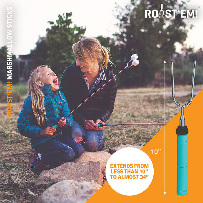 Jolly Green Products Rotating Marshmallow Roasting Sticks, Set of 5 Extra Long Telescoping Marshmallow Sticks for Fire Pit, Campfire & Bonfire, Camping Accessories - Grill Parts America