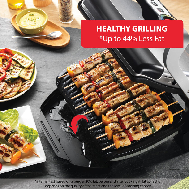 T-fal OptiGrill Stainless Steel Electric Grill Indoor 4 Servings 6 Automatic Cooking Modes, Intelligent grilling rare to well-done, Nonstick Removable Plates, Dishwasher Safe, Panini Press, Silver - Grill Parts America