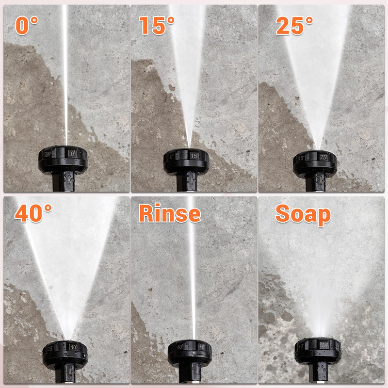 FIXFANS Pressure Washer Nozzle, 6 in 1 Quick Change Over Spray Nozzle, Adjustable High Power Washer Nozzle Tips with 1/4" Quick Connect, 4000 PSI - Grill Parts America