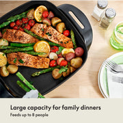 BELLA Electric Skillet and Frying Pan with Glass Lid, Nonstick Coating, Cool Touch Handles, Removable Heating Probe, Dishwasher Safe, 12 x 12 inch, Copper - Grill Parts America